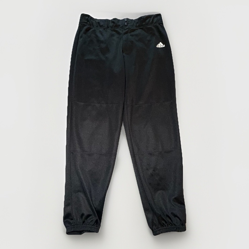 Adidas Climalite Baseball Pants‎ Mens Size Large Solid Black Elastic Cuffs